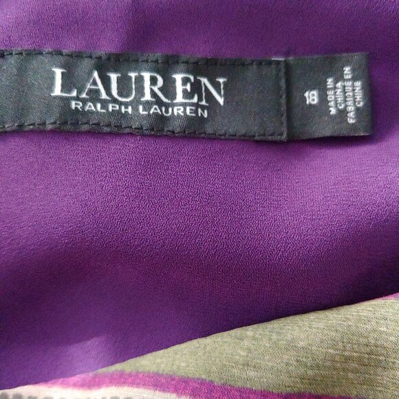 Lauren Ralph Lauren Striped Georgette One-Shoulder Dress Asymmetric 18 - Picture 11 of 13